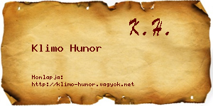 Klimo Hunor névjegykártya